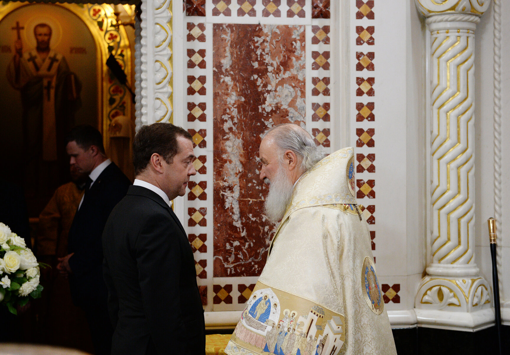 <p>Премьер-министр Дмитрий Медведев и патриарх Кирилл</p>