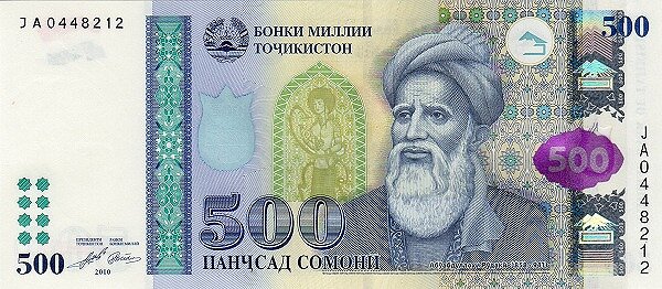 Таджикистан — сомони. Сомони был введен в Таджикистане в 2000 году и заменил собой таджикский рубль. 1 сомони равен 100 дирамам.