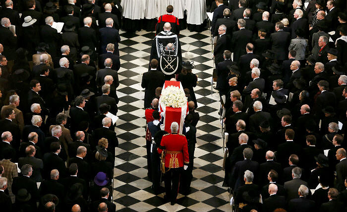 Похороны экс-премьер министра Великобритании Маргарет Тэтчер, Лондон, 17 апреля 2013. Источник фото: AP Photo/Stefan Wermuth