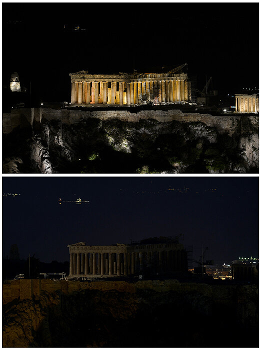 Акция «Час Земли», Греция, 23 марта 2013. Источник: AFP PHOTO / ARIS MESSINIS