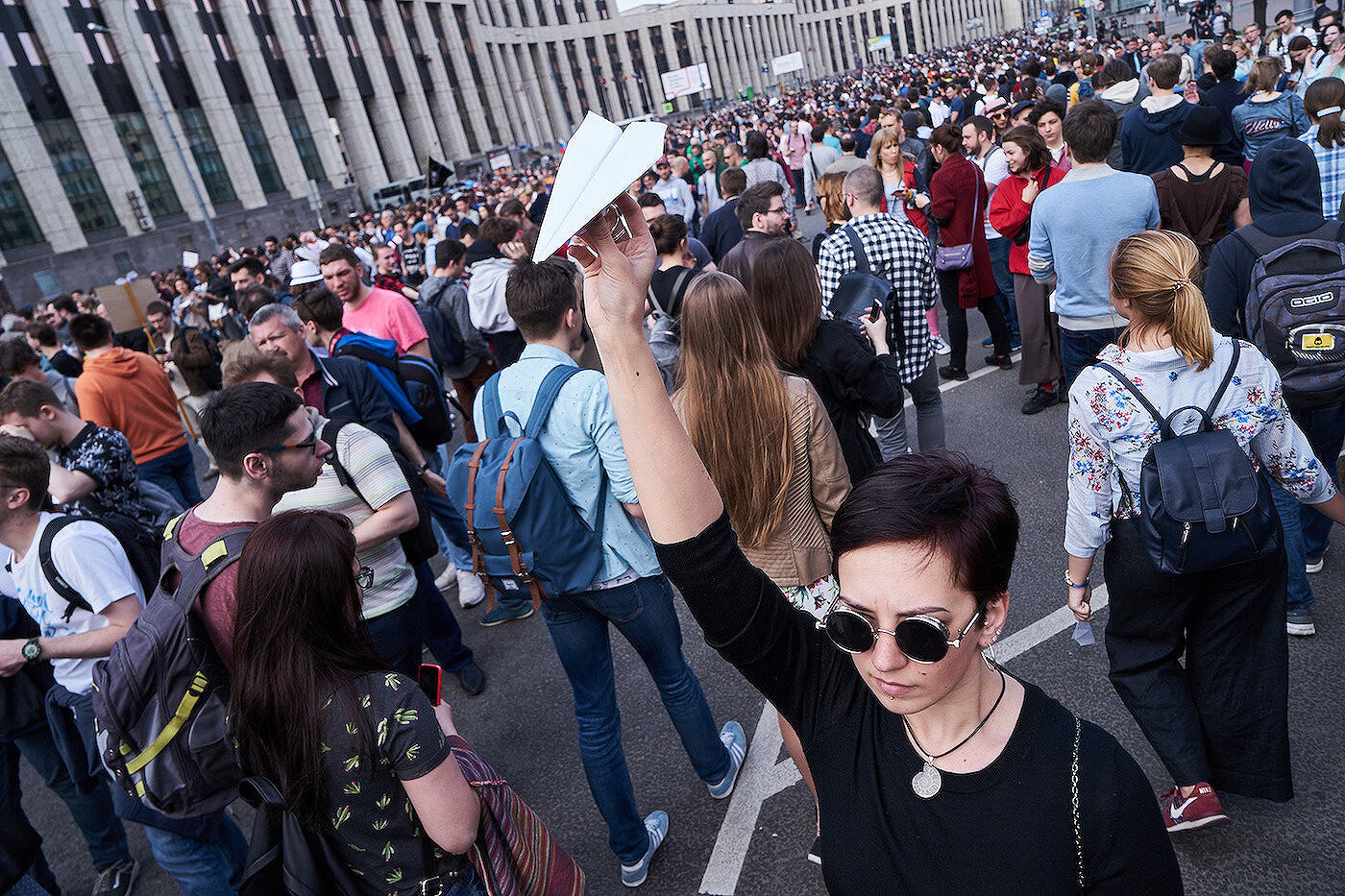 <p>Митинг в поддержку заблокированного в России мессенджера Telegram на проспекте академика Сахарова в Москве, 2018 год</p>