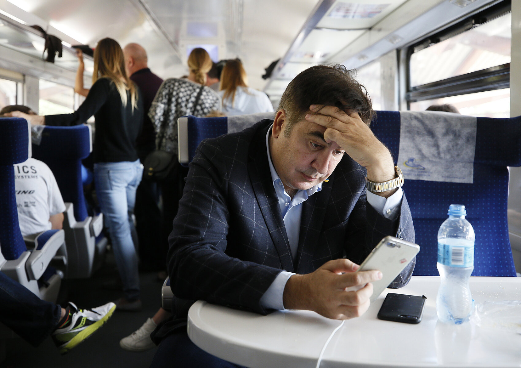 <p>Михаил Саакашвили в поезде &laquo;Интерсити&raquo;.&nbsp;</p>